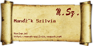 Manák Szilvia névjegykártya